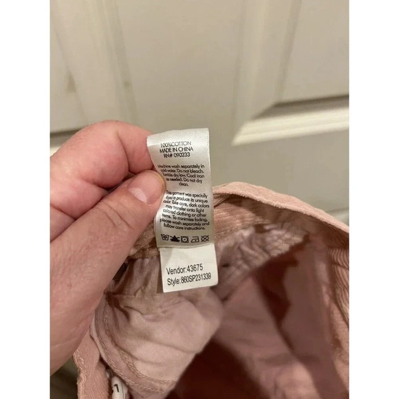 PacSun Solid Pink Corduroy Pants Wide Leg High Waisted Pockets Cotton Women’s 31 - Picture 9 of 10